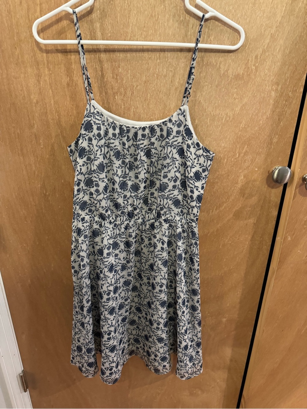 LOFT Navy Floral Spaghetti-Strap Mini Dress